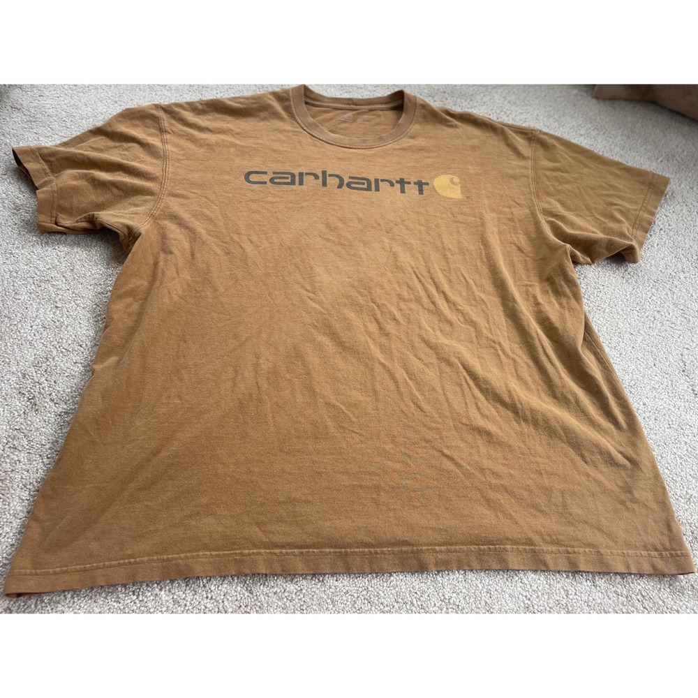 Carhartt Mens Graphic Logo T-Shirt Brown Short Sleeve Workwear Tee Size 2XL